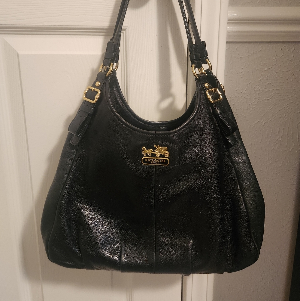 Coach Leather Madison Bag in great condition with purple satin interior